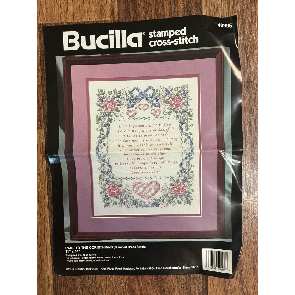Bucilla Stamped Cross Stitch Kit PAUL TO THE CORINTHIANS***started/unfinished